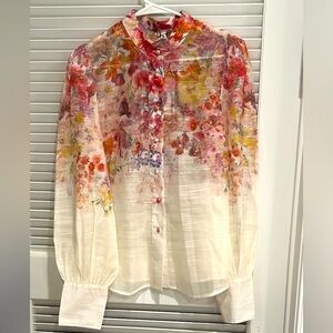 Floral matching skirt and shirt dressy set